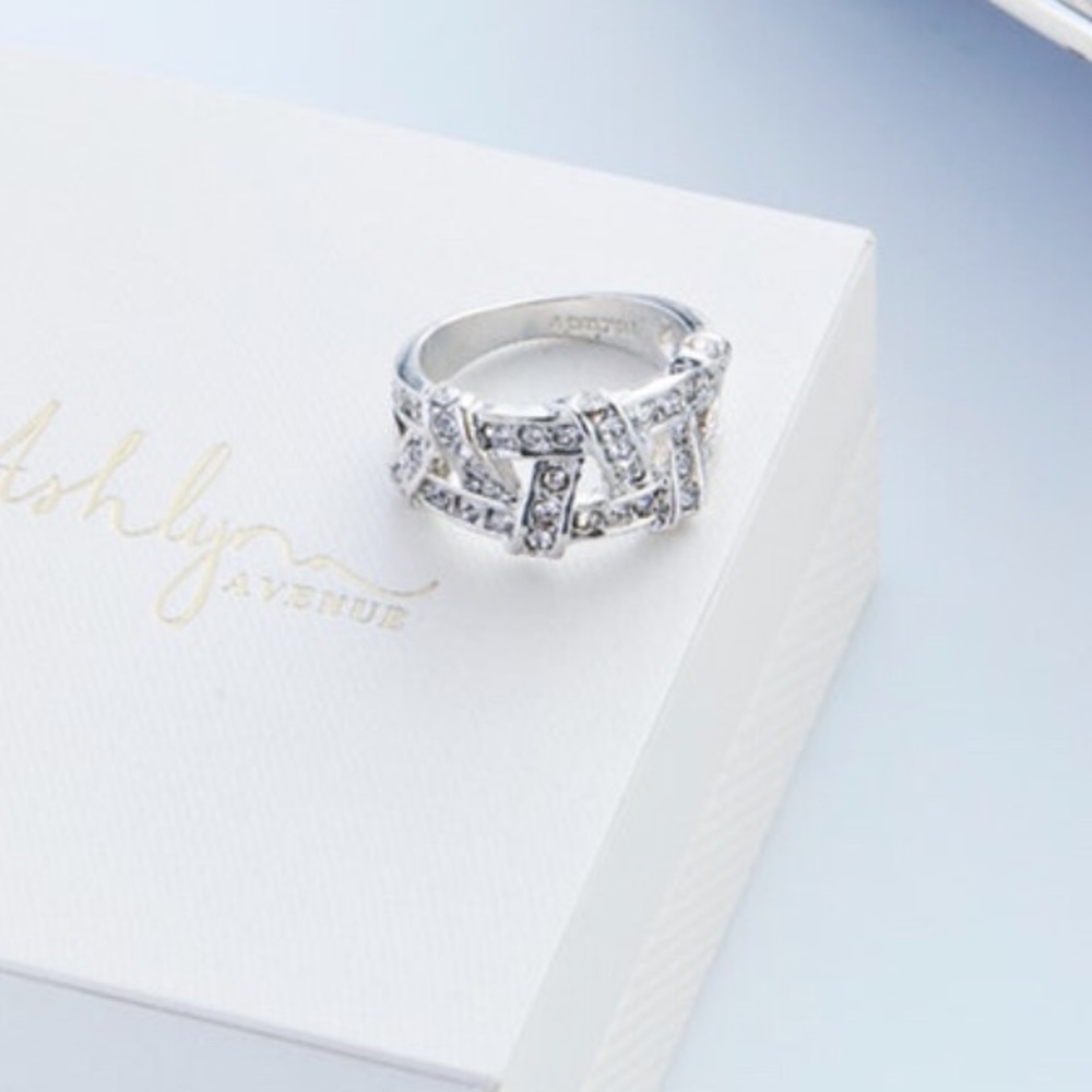 AA Aurora 18k White Gold Plated Weave Ring .42 Ctw